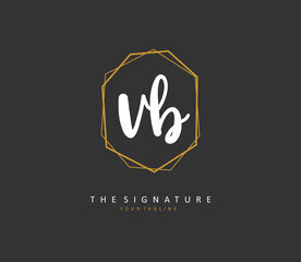 V B VB Initial letter handwriting and signature logo. A concept handwriting initial logo with template element.