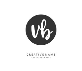 V B VB Initial letter handwriting and signature logo. A concept handwriting initial logo with template element.