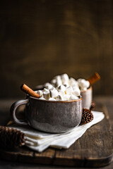 Christmas card concept with marshmallow