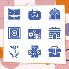 Simple set of 9 icons related to double