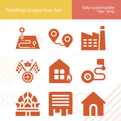 Simple set of institution related filled icons.