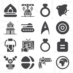 16 pack of war  filled web icons set