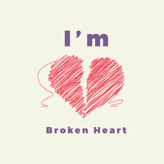 Scribble Heart shape. Broken Heart Graphic Design Vector Illustration