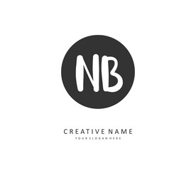 N B NB Initial letter handwriting and signature logo. A concept handwriting initial logo with template element.