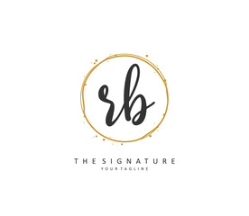 R B RB Initial letter handwriting and signature logo. A concept handwriting initial logo with template element.