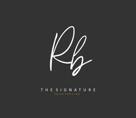 R B RB Initial letter handwriting and signature logo. A concept handwriting initial logo with template element.