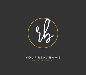 R B RB Initial letter handwriting and signature logo. A concept handwriting initial logo with template element.