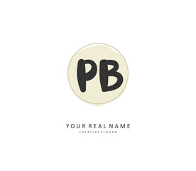 P B PB Initial letter handwriting and signature logo. A concept handwriting initial logo with template element.