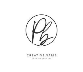 P B PB Initial letter handwriting and signature logo. A concept handwriting initial logo with template element.
