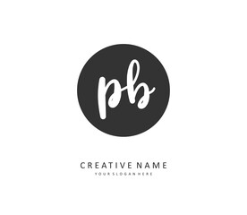P B PB Initial letter handwriting and signature logo. A concept handwriting initial logo with template element.