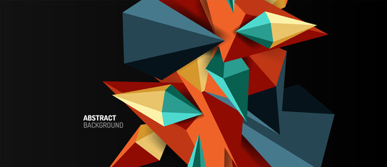 3d low poly abstract shape background vector illustration
