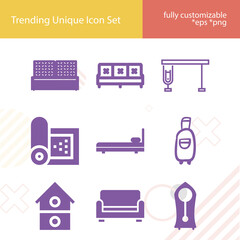 Simple set of couch related filled icons.