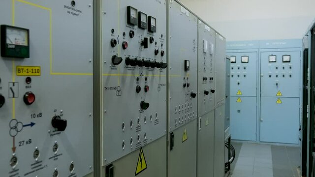electrical control panel in substation in manufacturing industrial plant , video for business industrial and energy engineering concept
