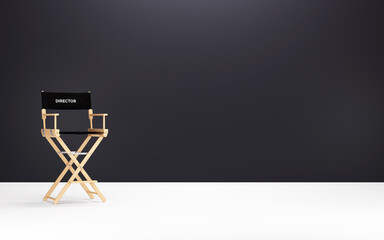 Director Chair on a black background. 3d Rendering