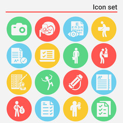 16 pack of taking  filled web icons set