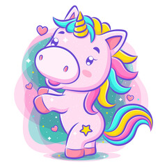 Little cute unicorn dance and smile