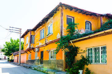 Fototapeta na wymiar Colorful old houses in Odunpazari. Eskisehir, Turkey.
