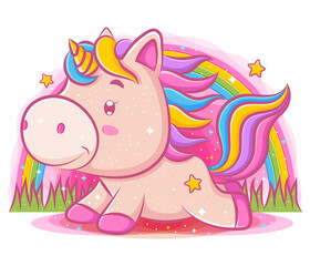 Little cute unicorn playing at the park