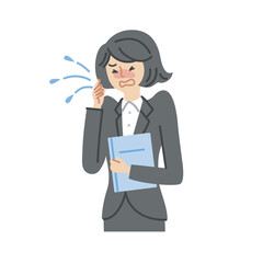 ビジネス：女性・病気・症状（くしゃみ・主線なし）