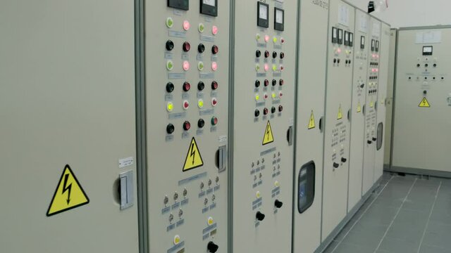 electrical control panel in substation in manufacturing industrial plant , video for business industrial and energy engineering concept