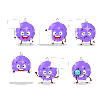 Christmas ball purple cartoon character bring information board