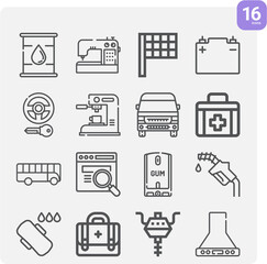 Simple set of auto related lineal icons.