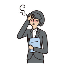 ビジネス：女性・病気・症状（発熱・主線あり）