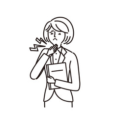 ビジネス：女性・病気・症状（喉の痛み・線画）