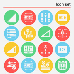 16 pack of levels  filled web icons set