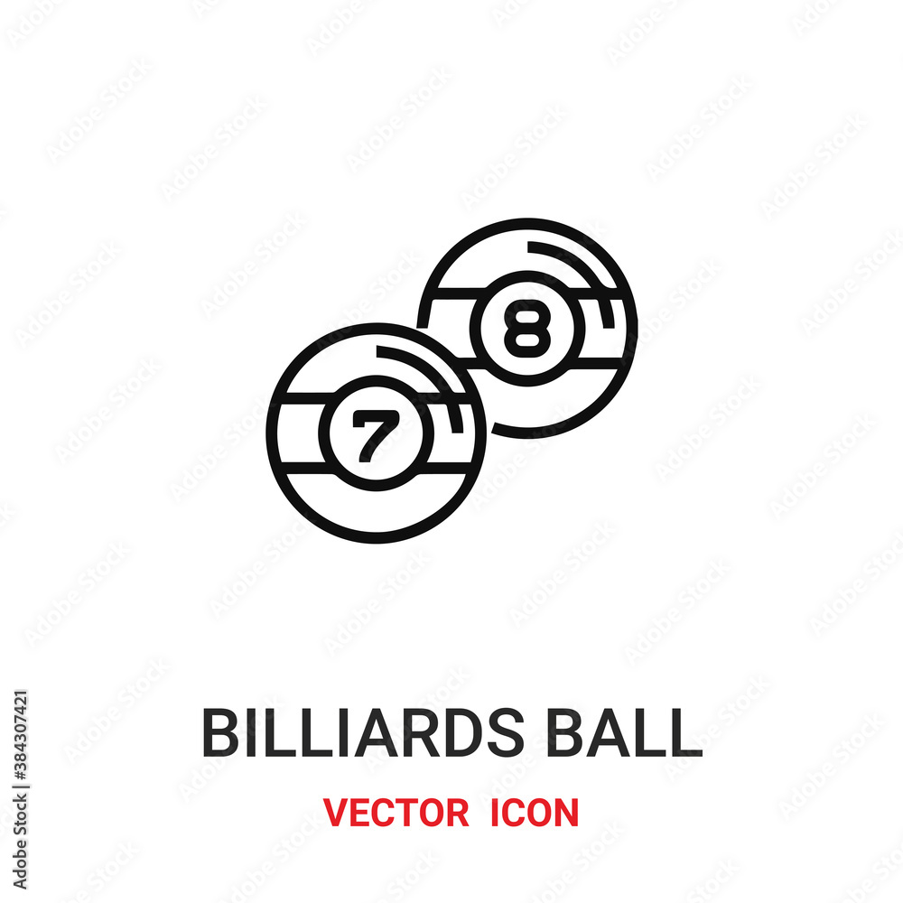 Poster billiards ball icon vector symbol. billiards ball symbol icon vector for your design. modern outline