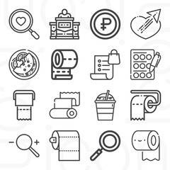 16 pack of stained  lineal web icons set