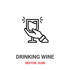 drinking wine icon vector symbol. drinking wine symbol icon vector for your design. Modern outline icon for your website and mobile app design.