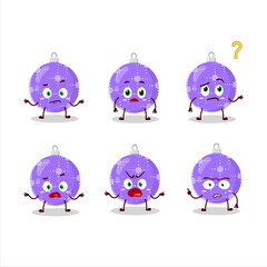 Cartoon character of christmas ball purple with what expression