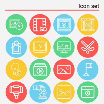 16 pack of shot  lineal web icons set