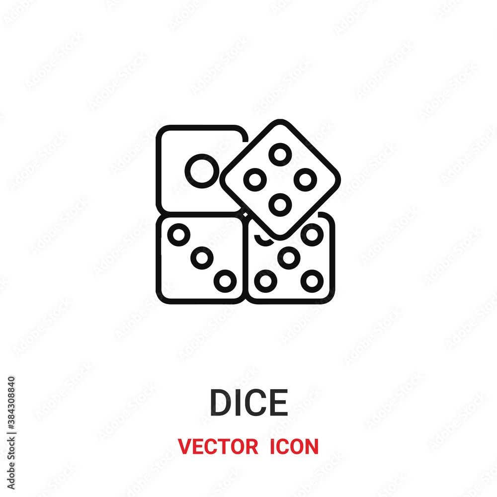 Poster dice icon vector symbol. dice symbol icon vector for your design. modern outline icon for your websi