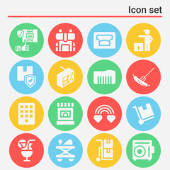 16 pack of plight  filled web icons set