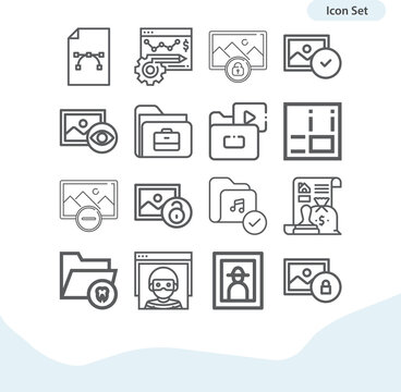 Simple set of indian file related lineal icons.
