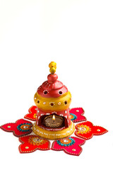 Indian Festival Diwali , Beautiful Clay Oil Lamp for for diwali celebration