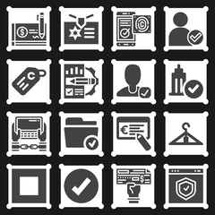 16 pack of verification  filled web icons set