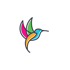 Simple Hummingbird line art logo 