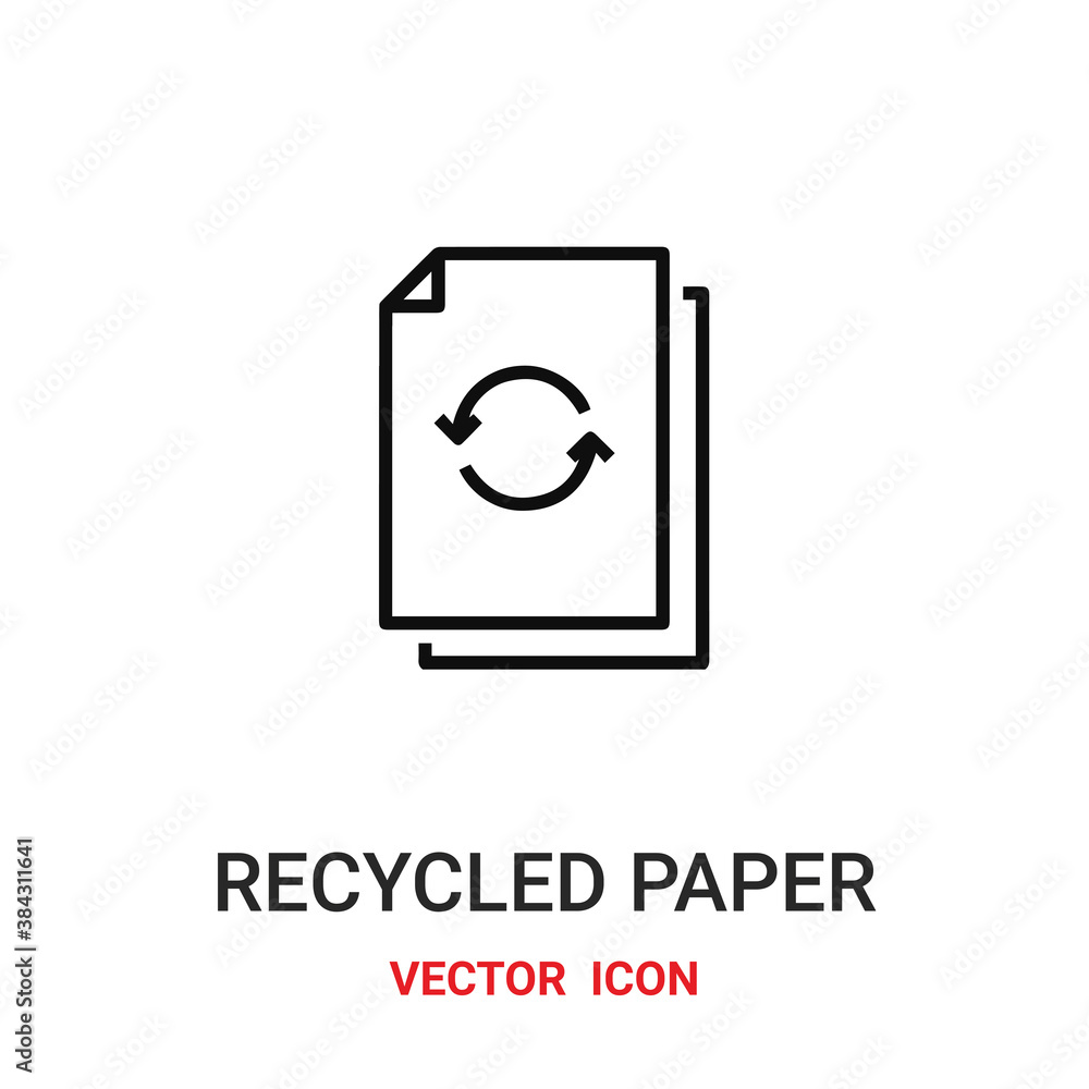 Aufkleber recycled paper icon vector symbol. recycled paper symbol icon vector for your design. modern outline