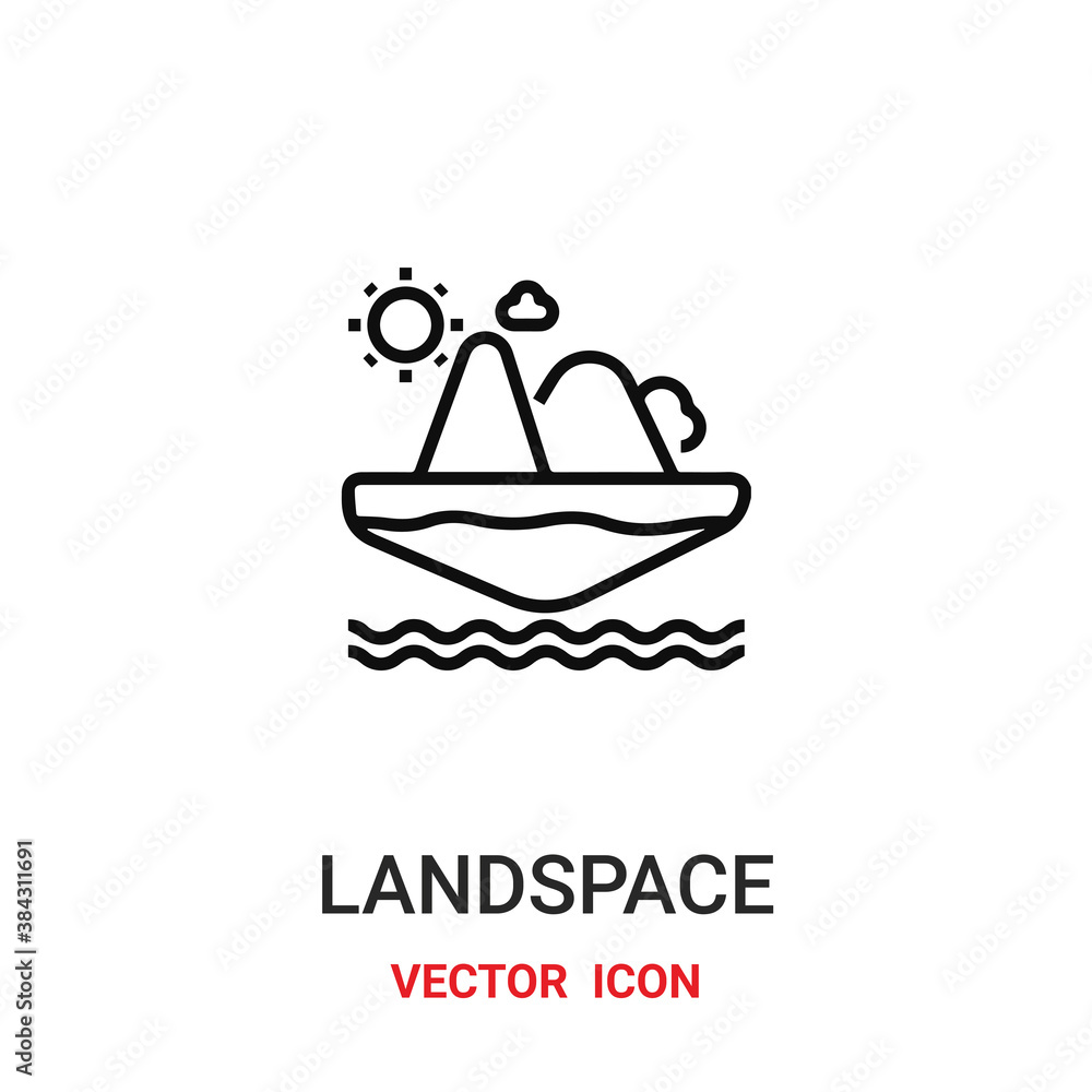 Poster landscape icon vector symbol. landscape symbol icon vector for your design. modern outline icon for 
