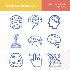 Simple set of psychology related lineal icons.