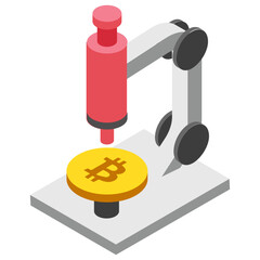 
A microscope with bitcoin representing bitcoin research 
