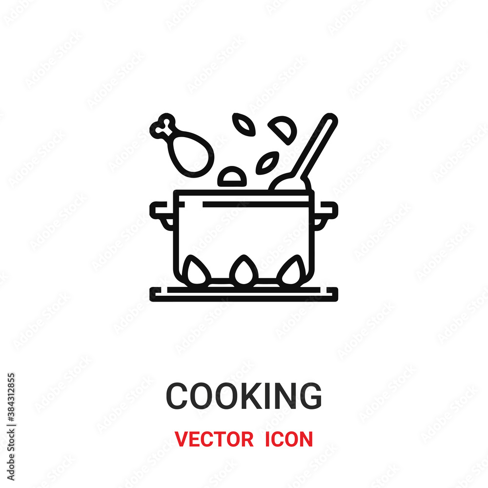 Poster cooking icon vector symbol. pot symbol icon vector for your design. modern outline icon for your web