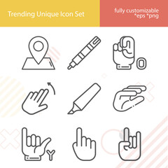 Simple set of plural related lineal icons.