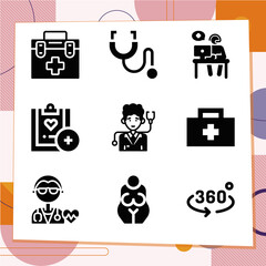 Simple set of 9 icons related to divinity