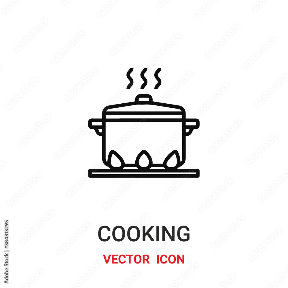 Poster cooking icon vector symbol. pot symbol icon vector for your design. modern outline icon for your web