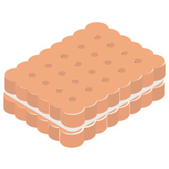 
A sandwich creamed biscuit used as a snack 

