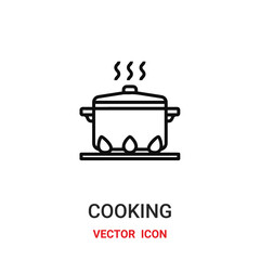 cooking icon vector symbol. pot symbol icon vector for your design. Modern outline icon for your website and mobile app design.